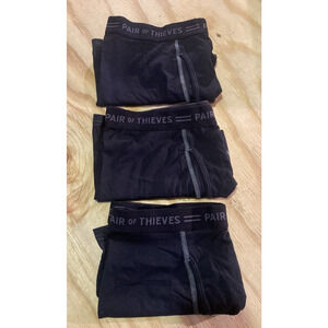 3 Pairs of Thieves Mens Cotton Black Boxer Briefs Tagless Size Large